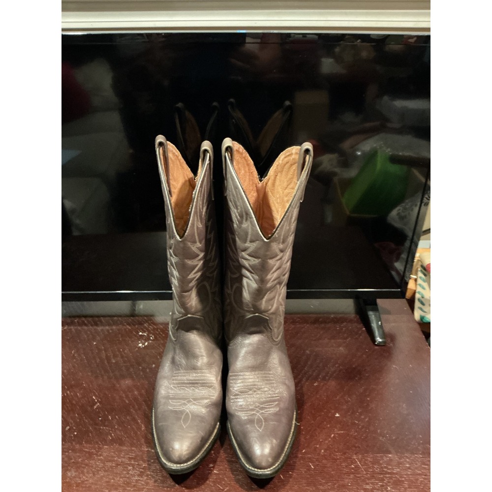 Palomino Grey Leather Cowboy Boots Western Stitched Made in USA Mens 10.5 D